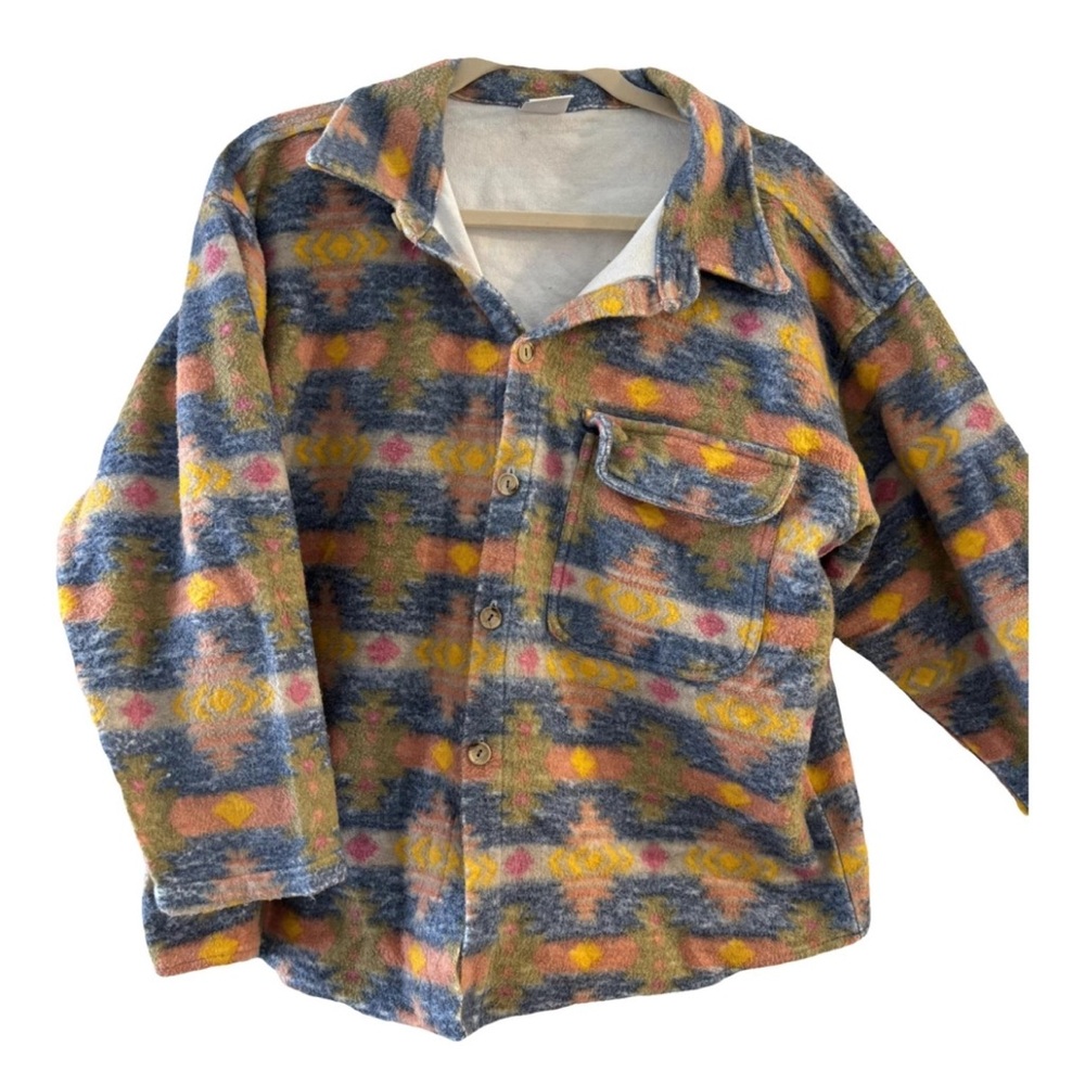 Vintage Guess Southwestern Print Fleece Shacket – Size L